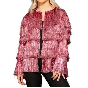Smiffys Fever Karma Tinsel Fringe Festival Jacket, Pink Size Large